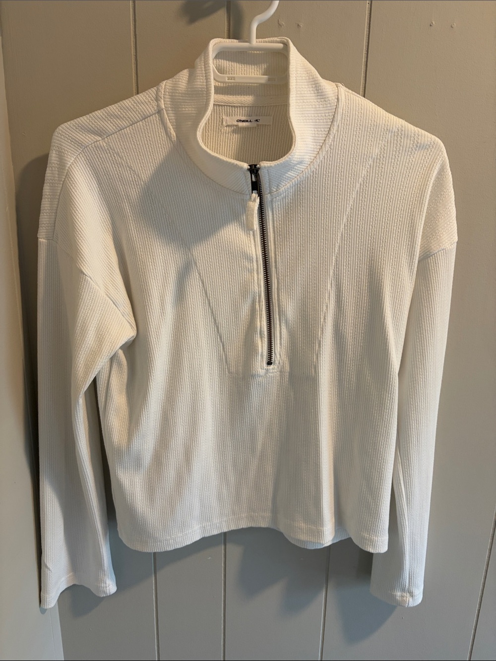 White Half-Zip Long Sleeve Top